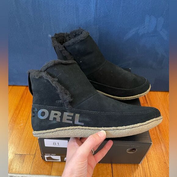 Sorel Nakiska Faux Fur Lined Bootie in black, women's size US 10 EU 41 NEW - Picture 1 of 7